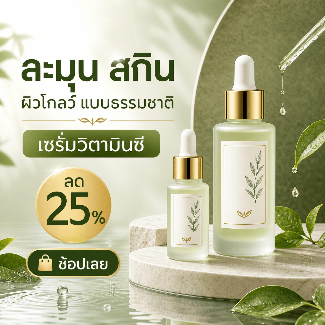 ตัวอย่างภาพโฆษณาสกินแคร์ภาษาไทยที่สร้างด้วย Seedooh Design